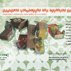 Cartel: Animales reciclados con cartones animados